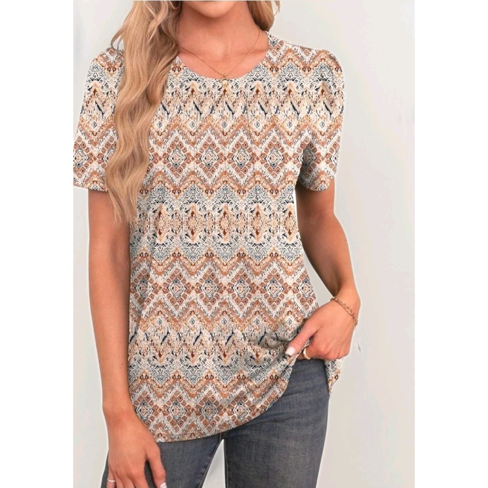NWT Womens Sz XL Top Pleated Tunic Blouse  Dressy Casual Boho Summer Loose Fit
